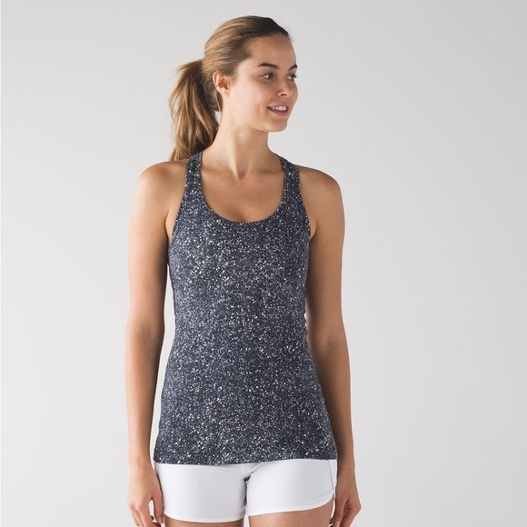 Lululemon Cool Racerback II Mini Splatter White Black Size 8 - Picture 2 of 12